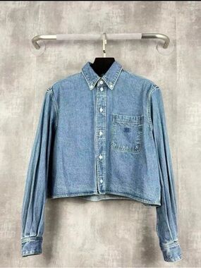 🚩steal Celine Light Blue Denim Cropped Jacket